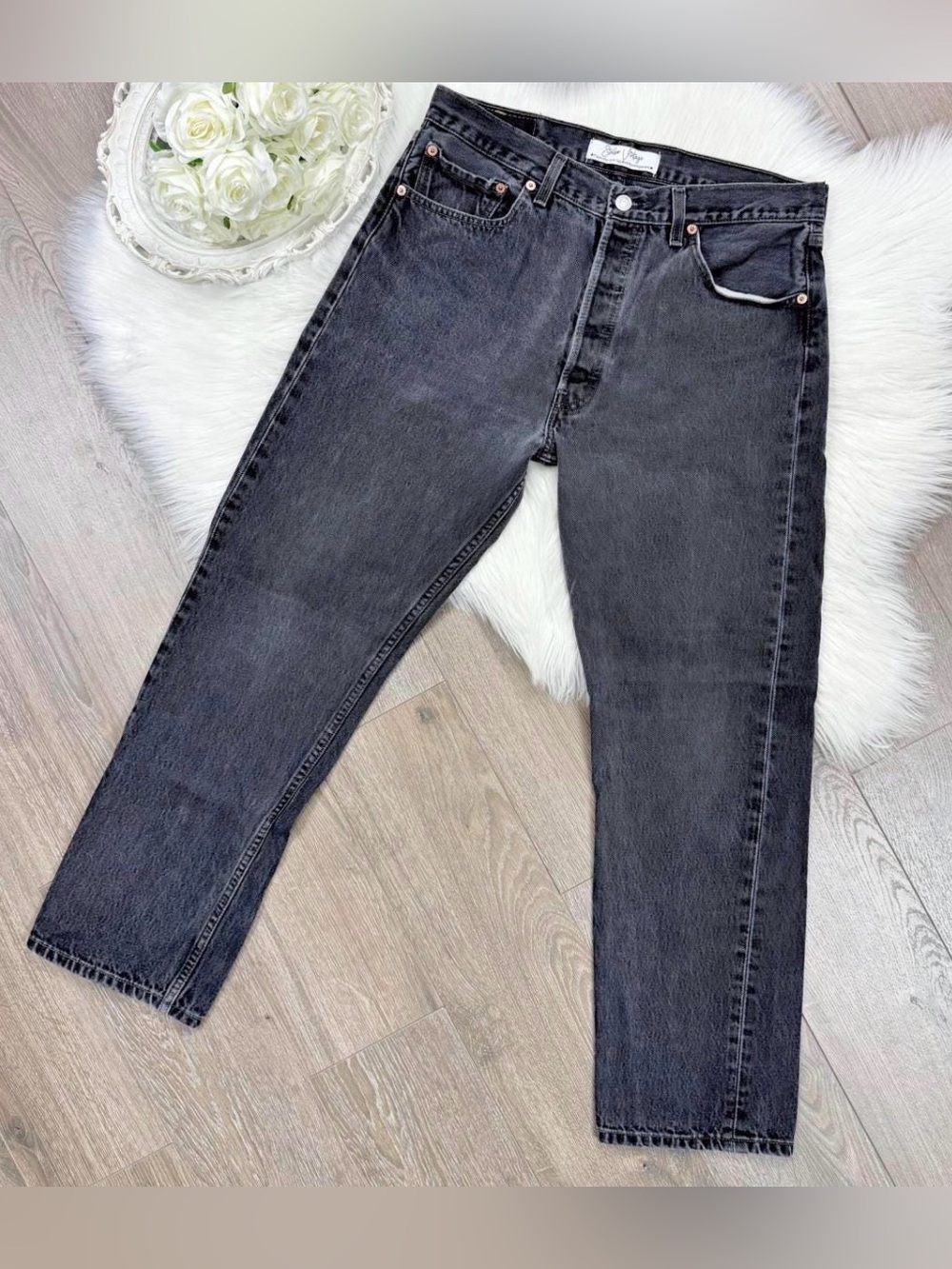 Vintage 1990s Levis 501 Black Straight Denim